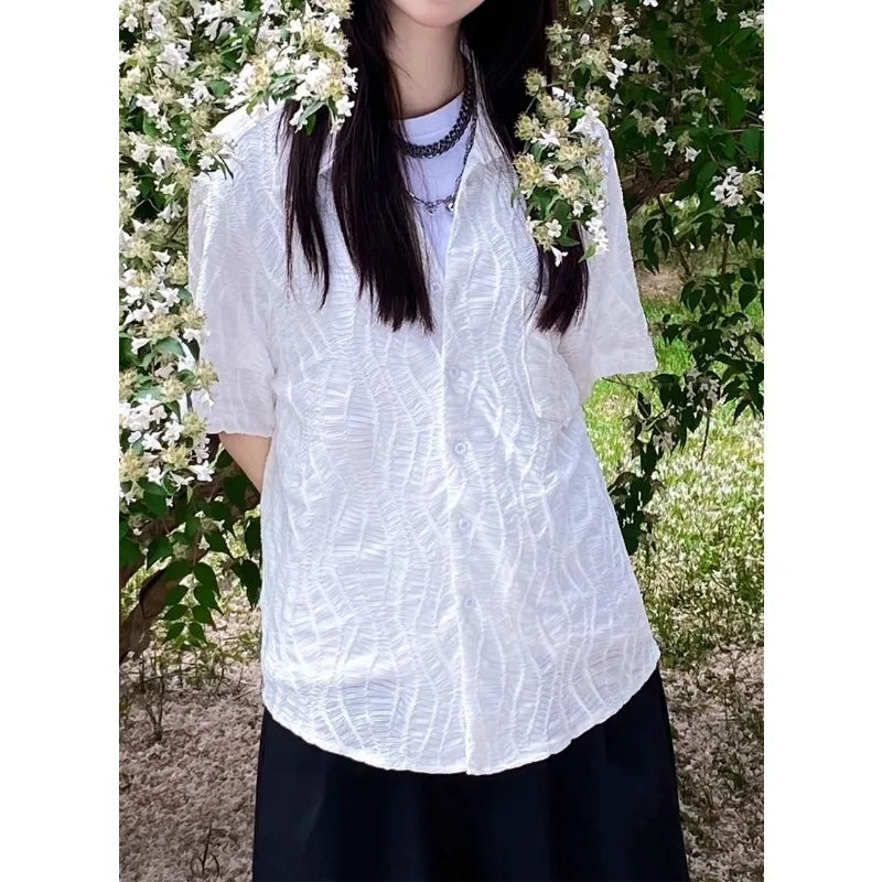 Vintage Jeugd Oversized Ruffled Shirt van RetroGlow