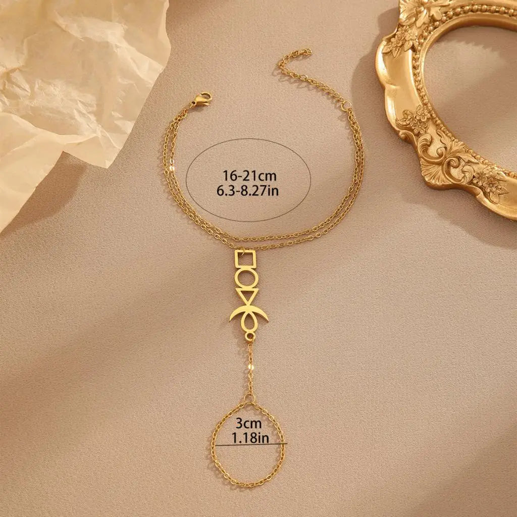 LuxeVrouw Female Geometric Diamond Hand Chain