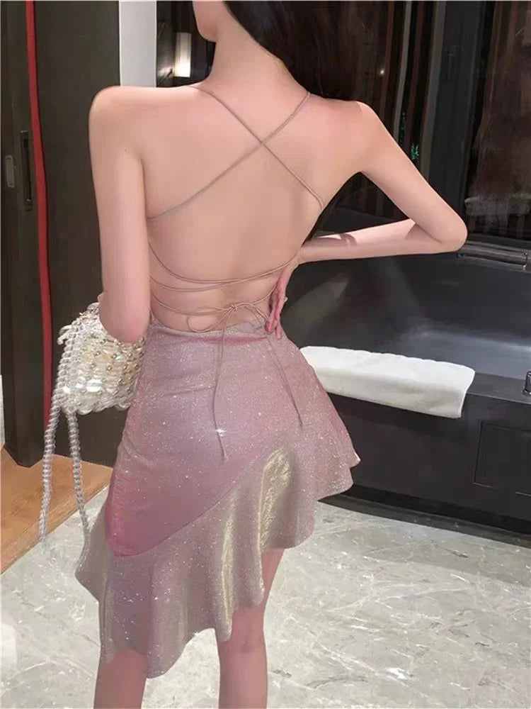 Glamoureuze Glans Qweek Lovertje Abito aderente bodycon
