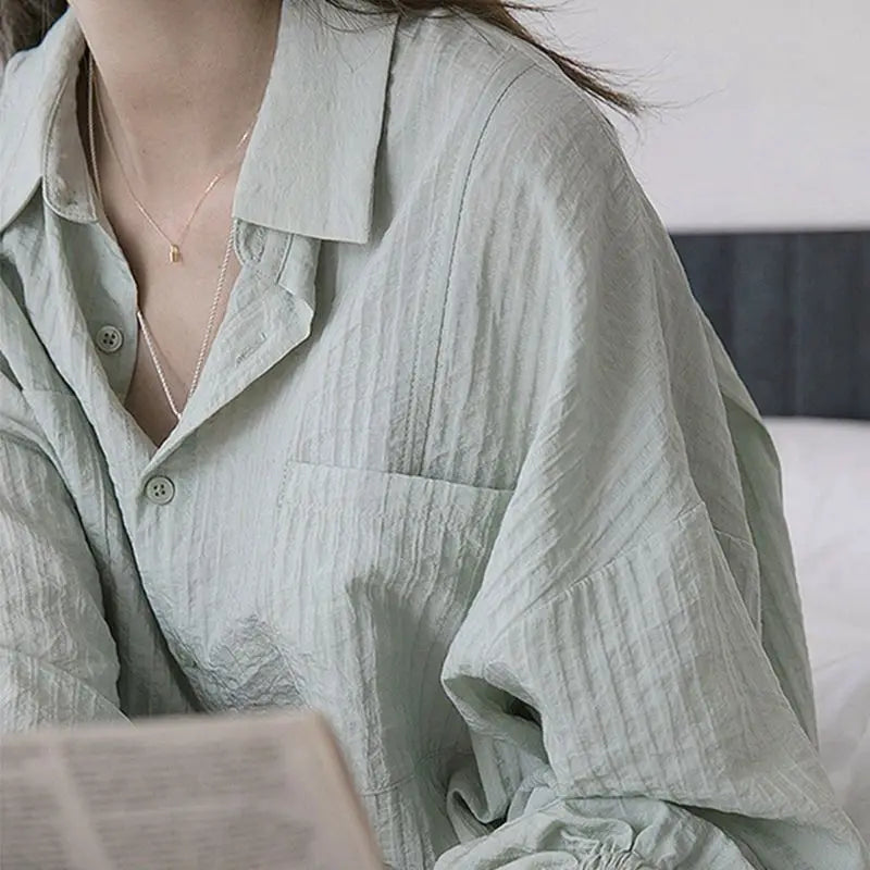 Urban Chic Retro Camicia in Cotone e Lino