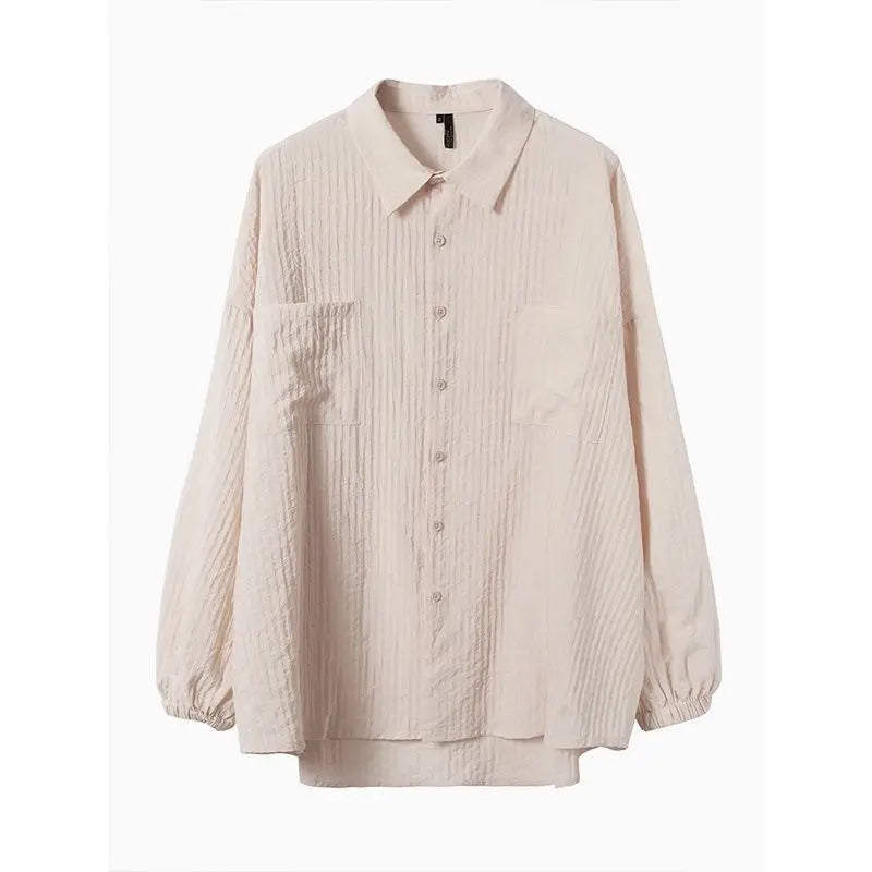 Urban Chic Retro Camicia in Cotone e Lino