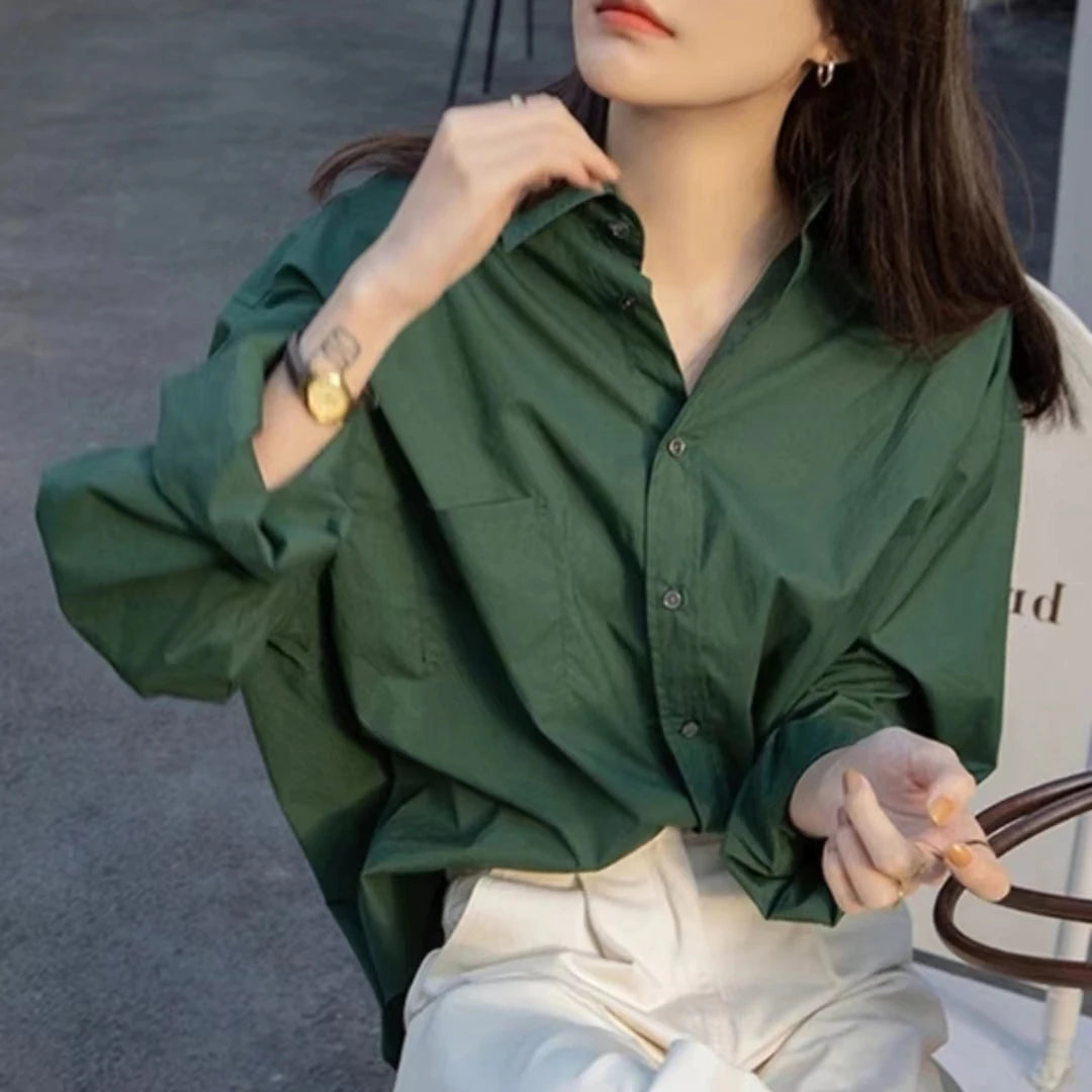 Chic Summer Retro Green Blouse