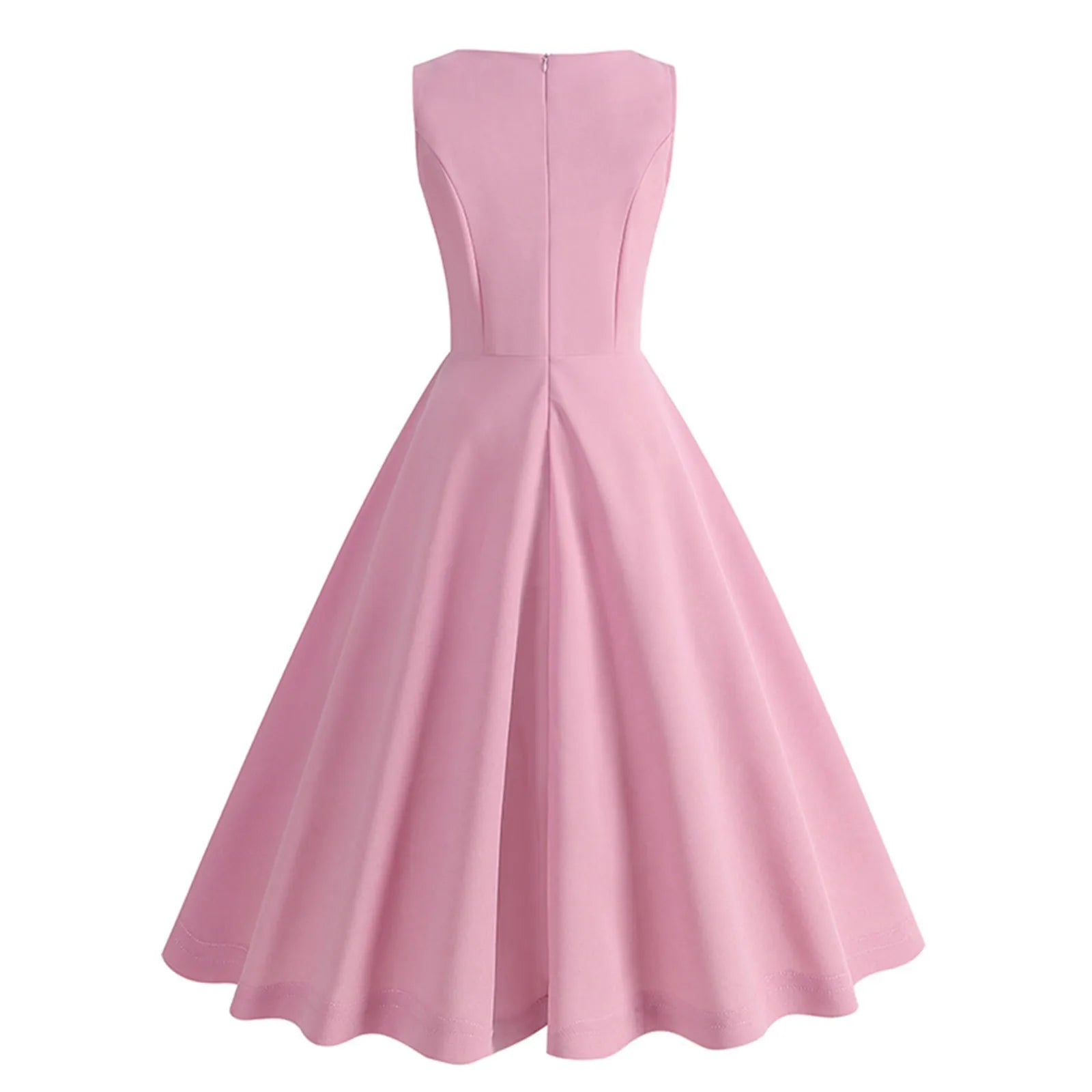 Bella Retro Roze Swing Midi-Jurk
