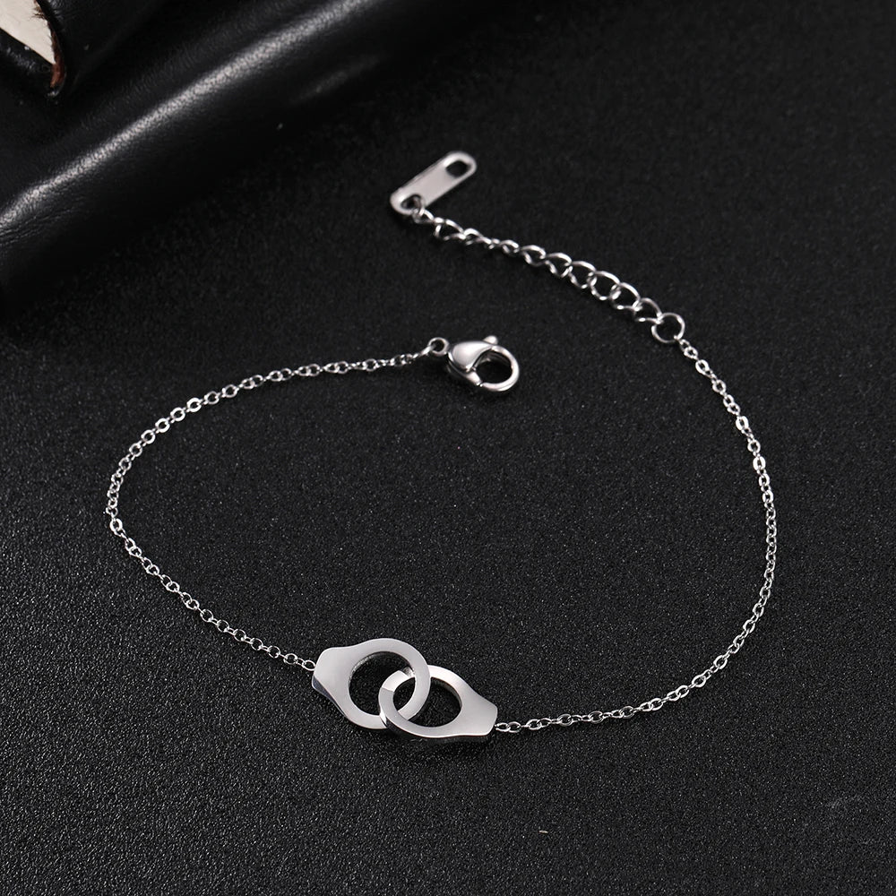 Urban Charms Stalen Armband met Handboei-hanger