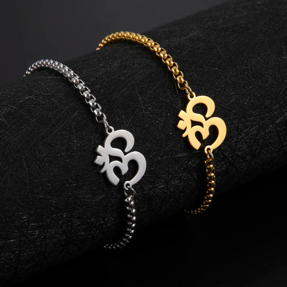 Spirituele Roestvrijstalen Armband met Hindoestaans Symboolhanger - Zenspiratie