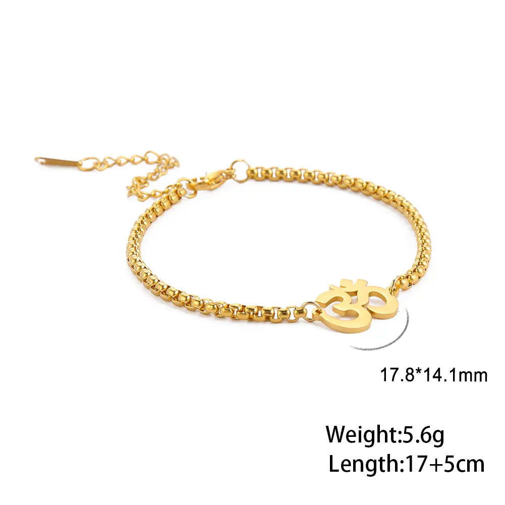 Spirituele Roestvrijstalen Armband met Hindoestaans Symboolhanger - Zenspiratie