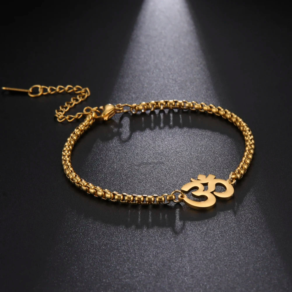 Spirituele Roestvrijstalen Armband met Hindoestaans Symboolhanger - Zenspiratie