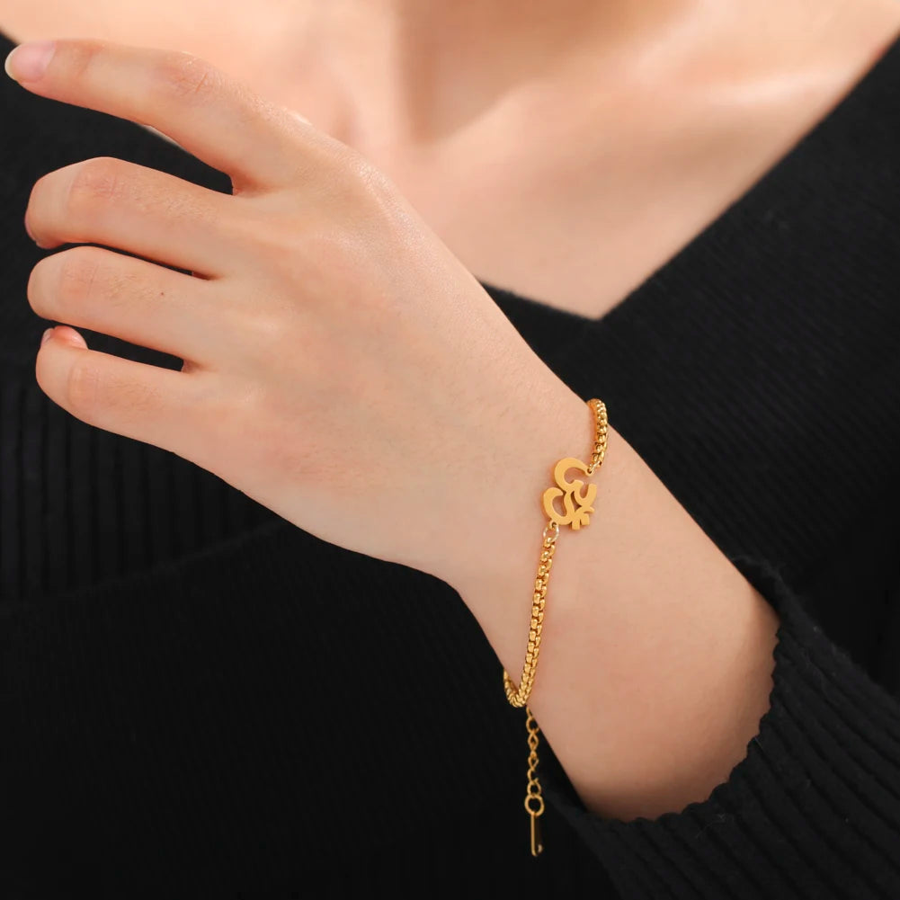 Spirituele Roestvrijstalen Armband met Hindoestaans Symboolhanger - Zenspiratie