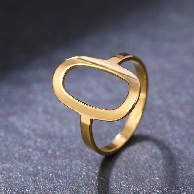 Aurelia Mode Roestvrij Stalen Minimalistische Ovale Ring