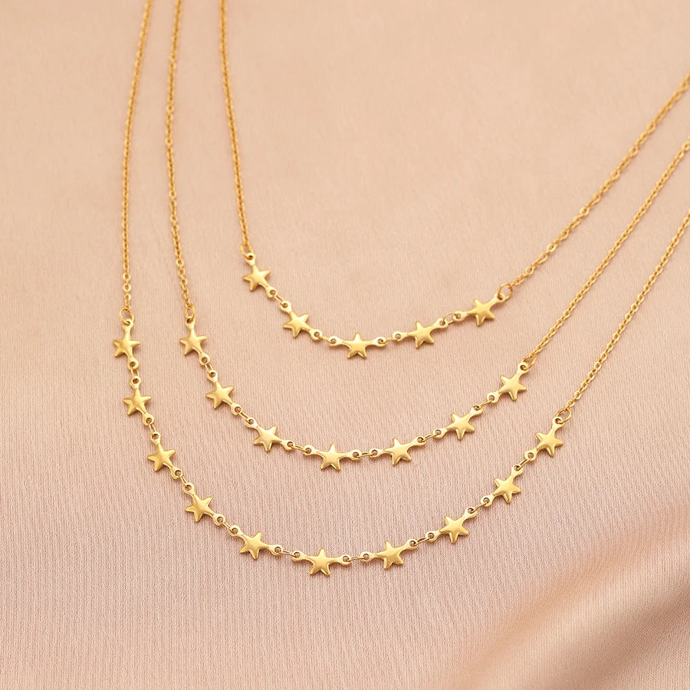 Glanzende Sterrenhemel Roestvrijstalen Halsketting