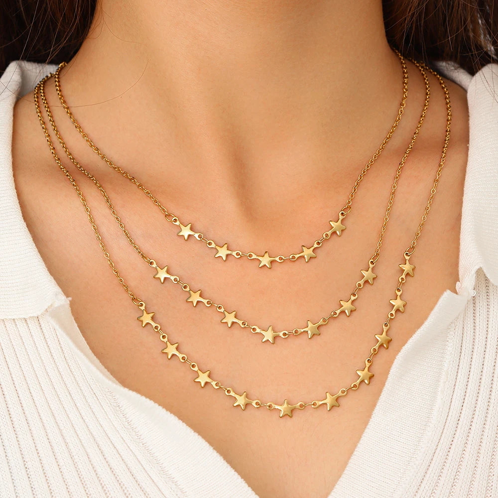 Glanzende Sterrenhemel Roestvrijstalen Halsketting
