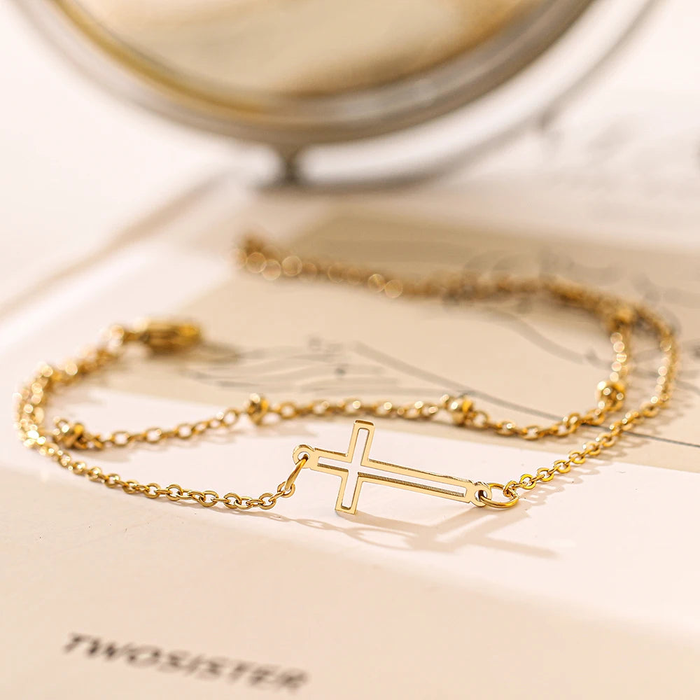 ZRvs Kreuzstil doppellagige Armbänder