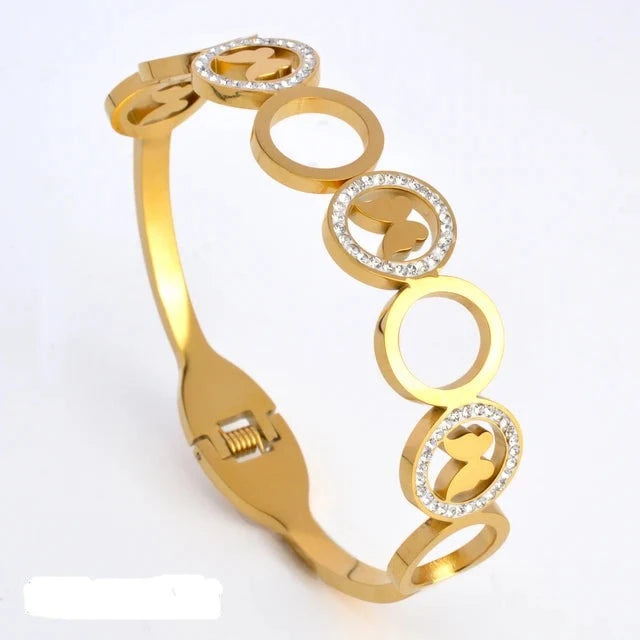 SparkleLux Bracciale da Polso in Acciaio Inossidabile con Chiusura in Zircone