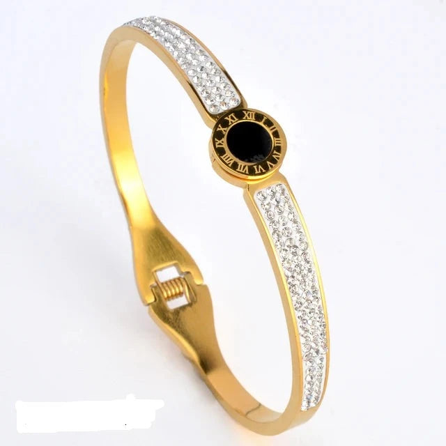 SparkleLux Bracciale da Polso in Acciaio Inossidabile con Chiusura in Zircone