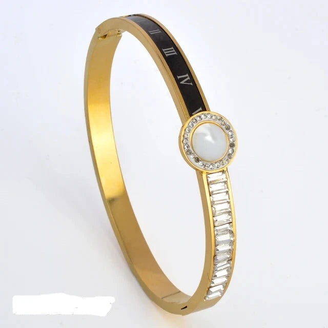 SparkleLux Bracciale da Polso in Acciaio Inossidabile con Chiusura in Zircone