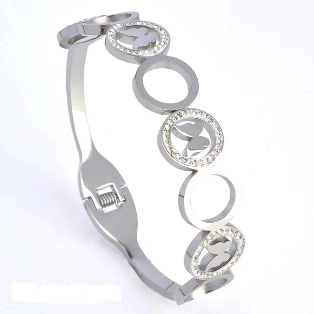 SparkleLux Bracciale da Polso in Acciaio Inossidabile con Chiusura in Zircone