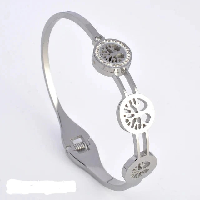 SparkleLux Bracciale da Polso in Acciaio Inossidabile con Chiusura in Zircone