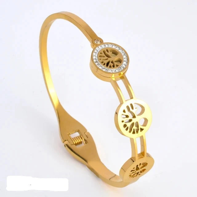 SparkleLux Bracciale da Polso in Acciaio Inossidabile con Chiusura in Zircone