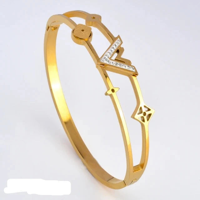 SparkleLux Bracciale da Polso in Acciaio Inossidabile con Chiusura in Zircone