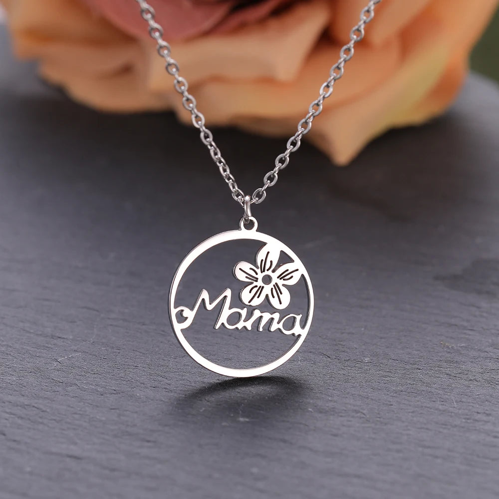 Incantevole Collana Madre Fiore in Acciaio Inossidabile