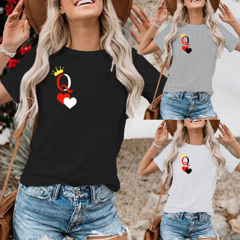 ZoraModa Dubbele Hartprint Vrouwenshirt