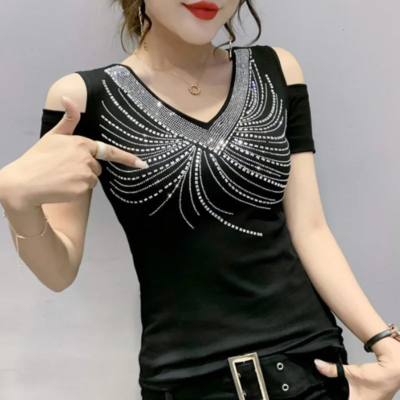 ChicElegance Black Off-Shoulder Top