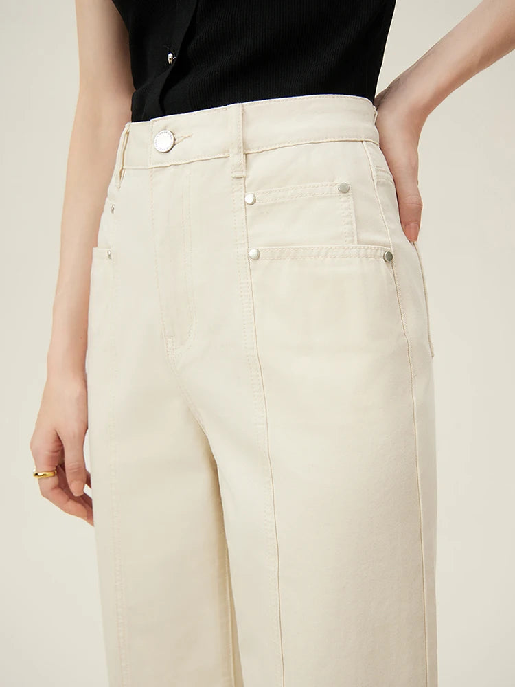 LuxeLoom White Straight Jeans
