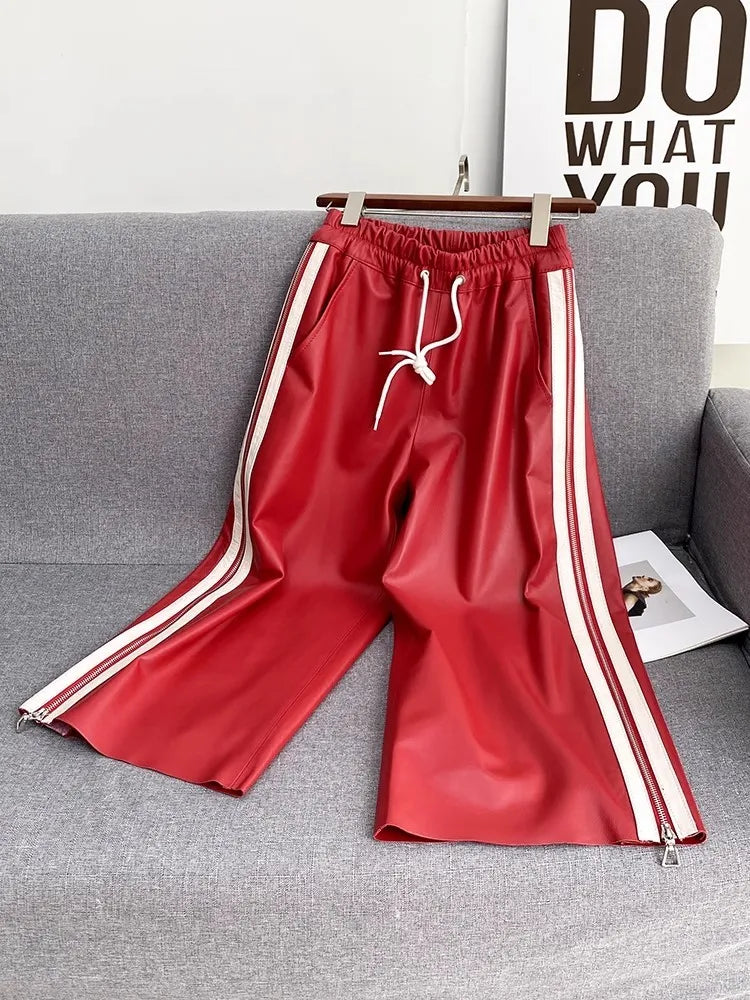 Pantalón de chándal de cuero genuino Luxe