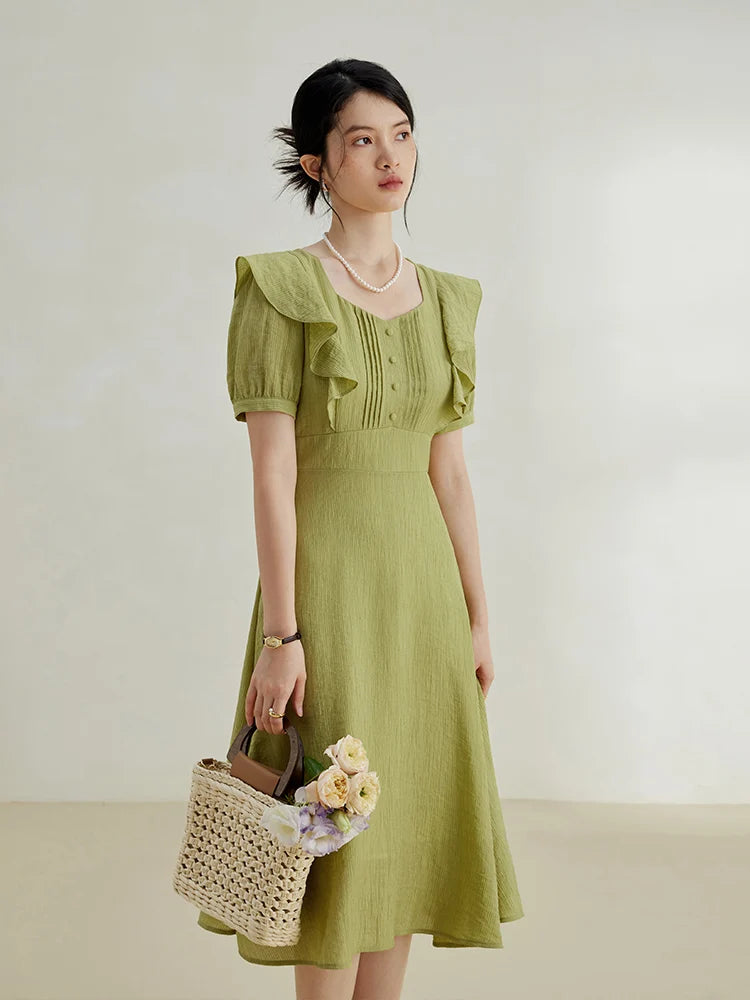 Ziqiao Elegante Vestito con Volant