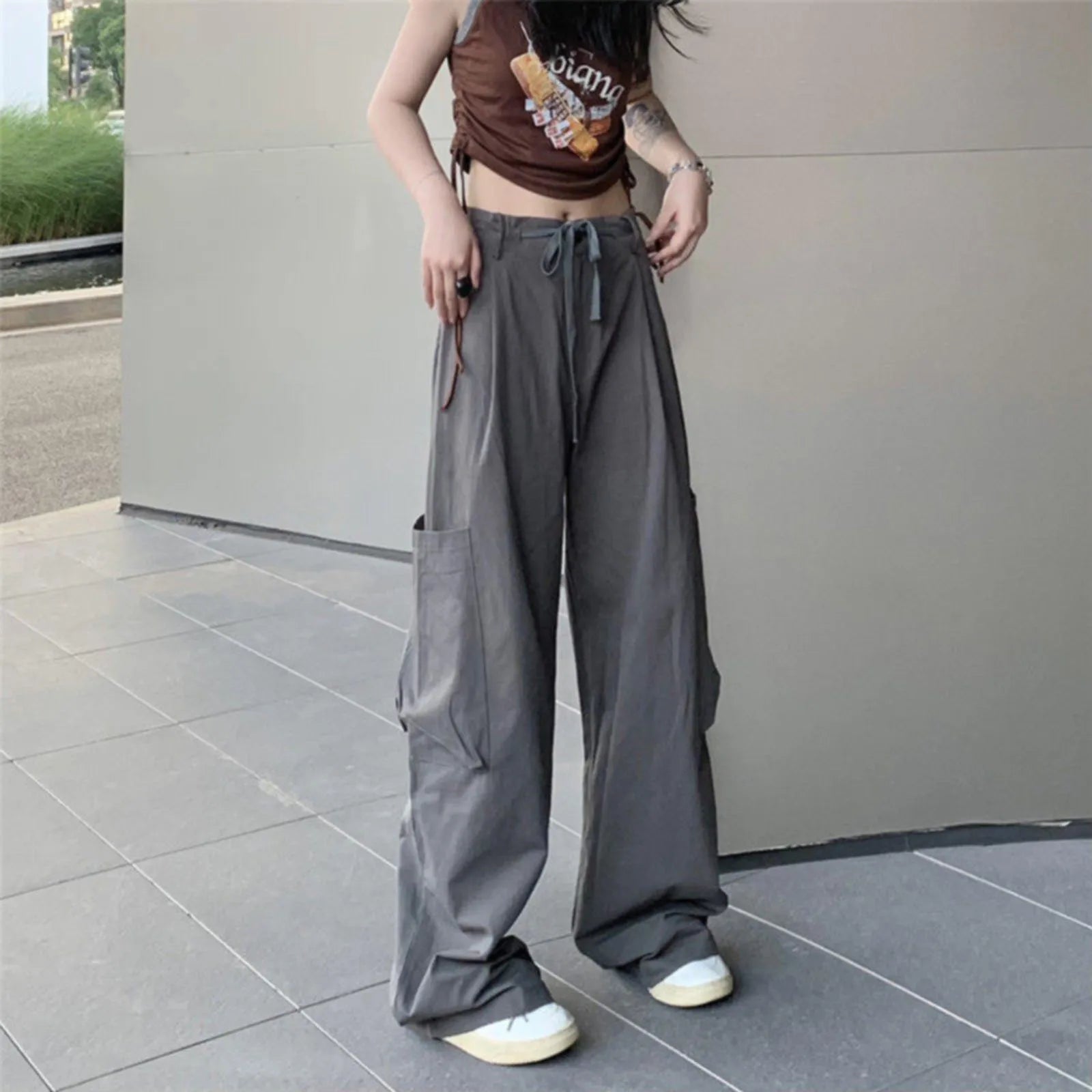VivaChic Casual White Cargo Pants