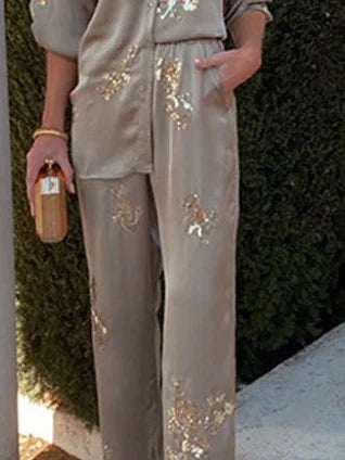 Ensemble pantalon et blouse de luxe Lune d'Argent