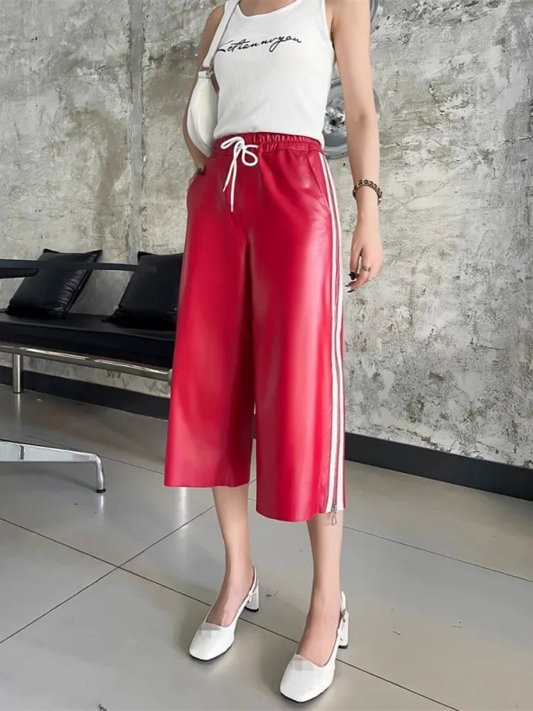 Pantalón de chándal de cuero genuino Luxe