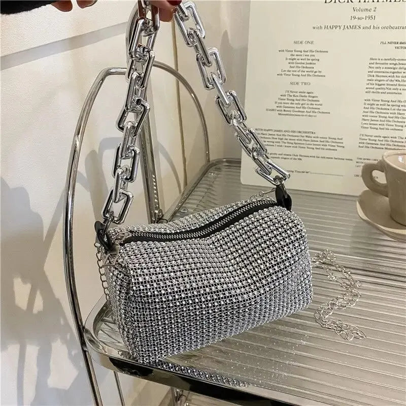 GlamourBliss Strass Glitzer Eimer Tasche
