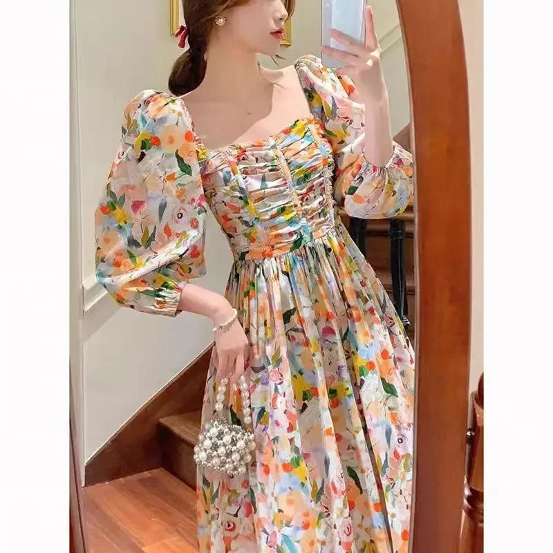 AuroraGlimpse Robe à Fleurs Française