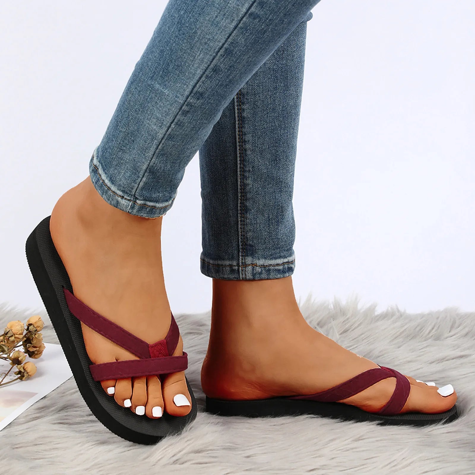 Aurora Chic Sommerliche Offene Teenager Hausschuhe