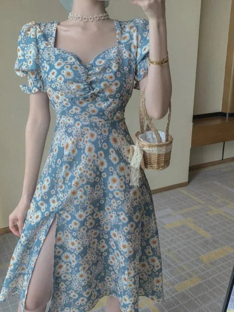 Robe d'été chic avec manches bouffantes