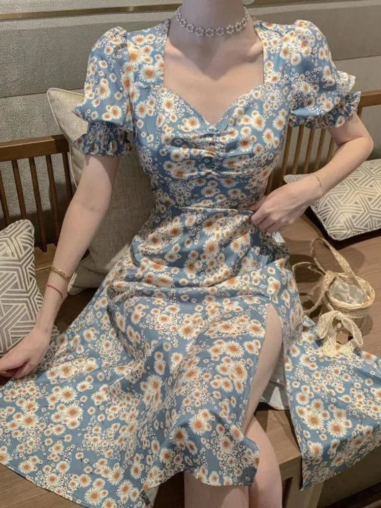 Robe d'été chic avec manches bouffantes