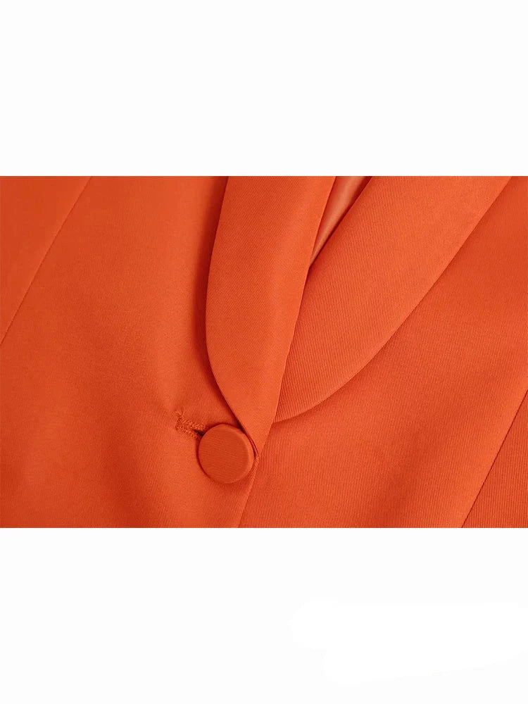 Valeria | Losse vintage blazer met V-hals voor dames | Oranje