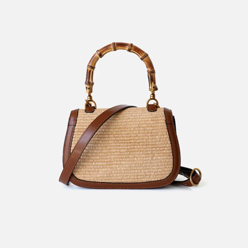 Cognac Bambus Eleganz Handtasche