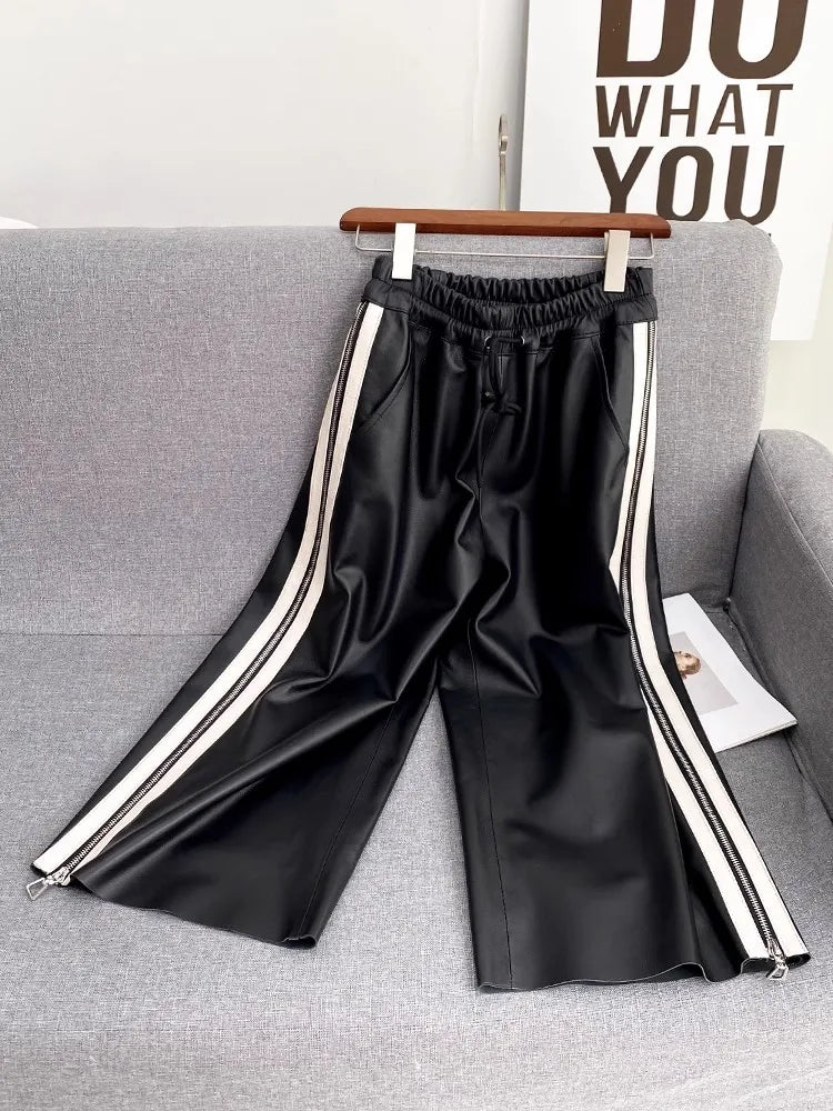 Pantalón de chándal de cuero genuino Luxe