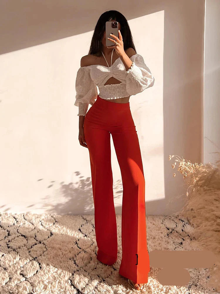 Valeria | Losse vintage blazer met V-hals voor dames | Oranje