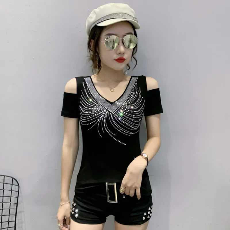 ChicElegance Black Off-Shoulder Top