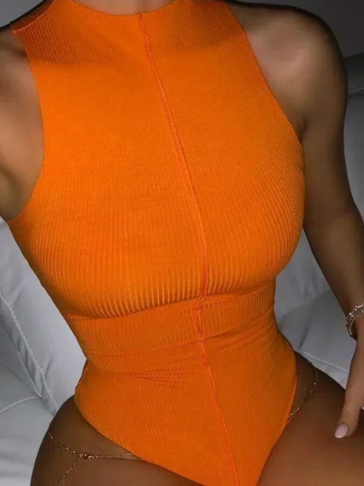 Liora | Bodycon body senza maniche per donna | Arancione