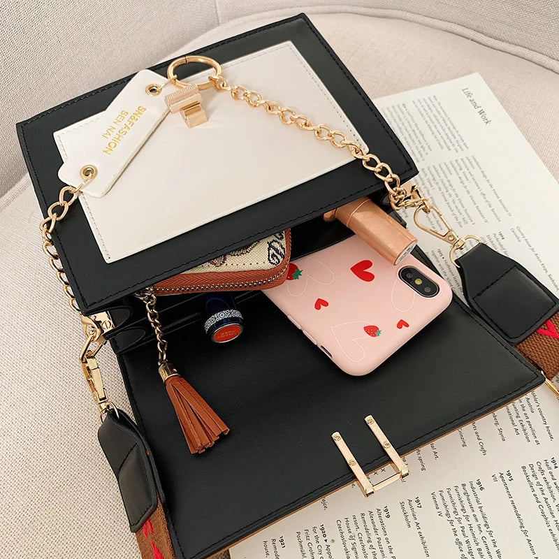 LuxeLena Kontrastfarbe Schultertasche