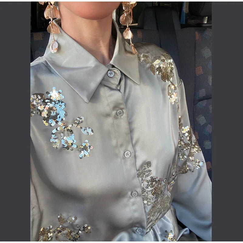 Ensemble pantalon et blouse de luxe Lune d'Argent