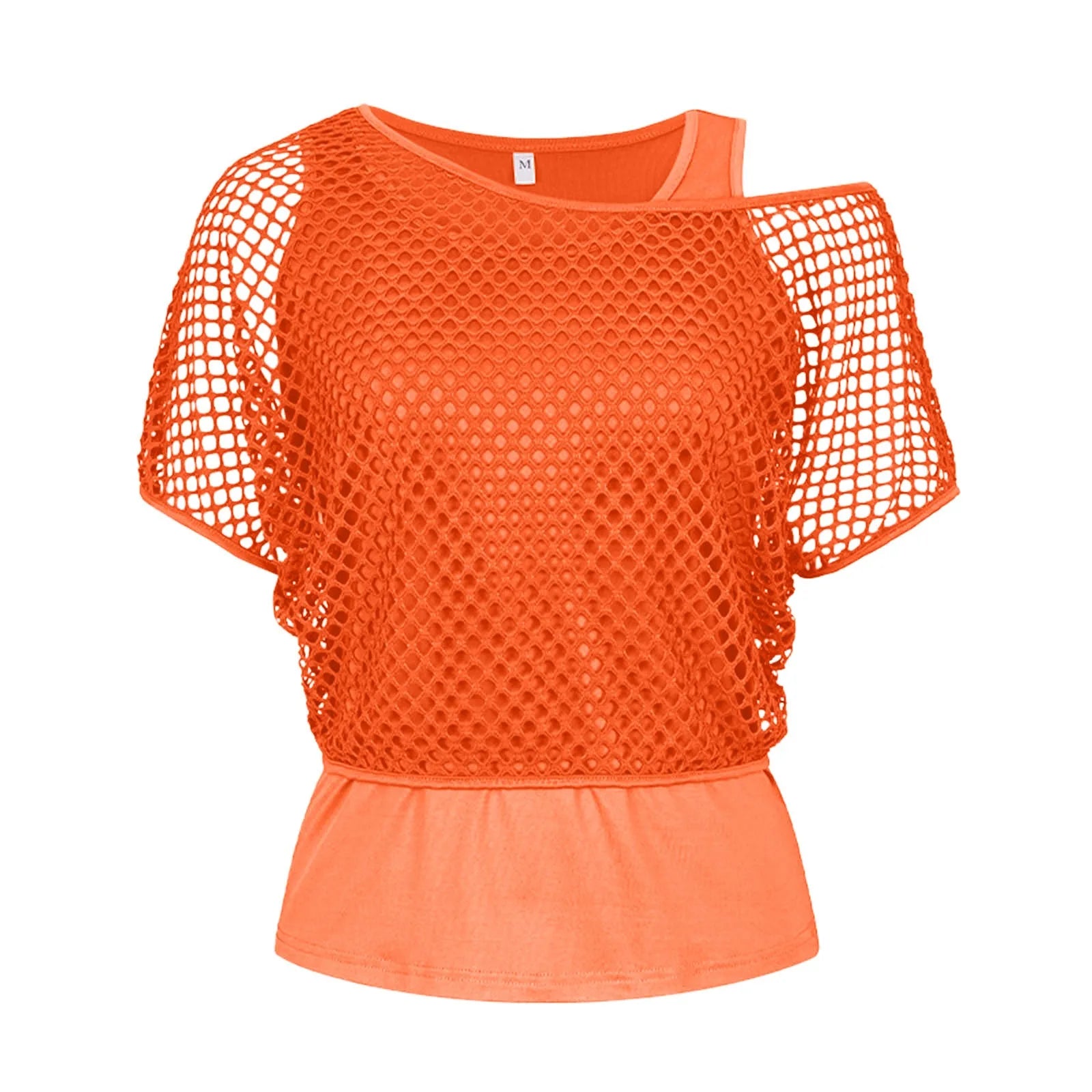 Lina | Maglietta a rete da donna con spalle scoperte | Arancione