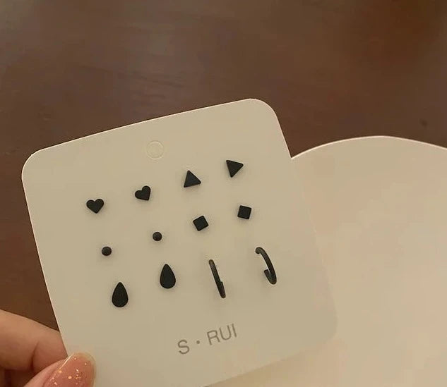 Glamouria Silver Needle Black Stud Earrings