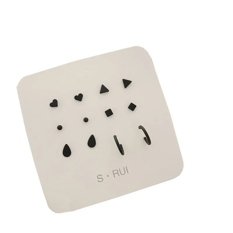 Glamouria Silver Needle Black Stud Earrings