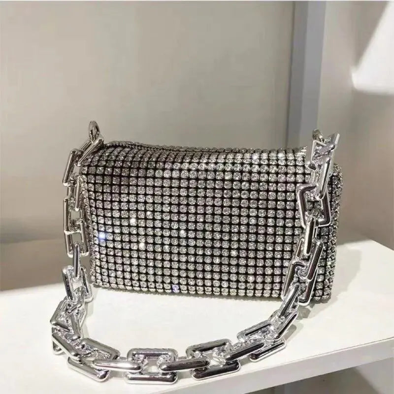 GlamourBliss Strass Glitzer Eimer Tasche