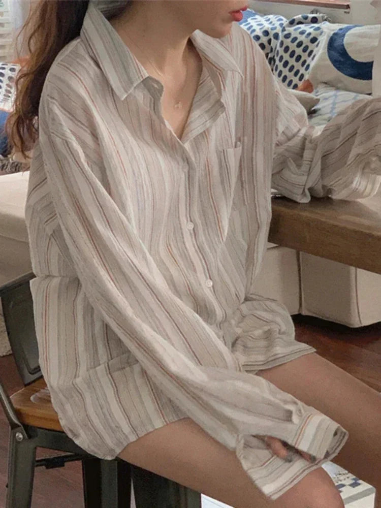 Leana | Oversized Striped Shirt With Long Sleeves